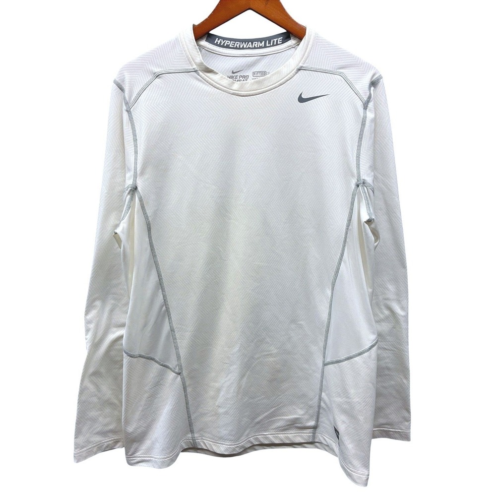 Nike Pro Combat Fitted Compression Shirt Mens XL White Dri-Fit Athleisure